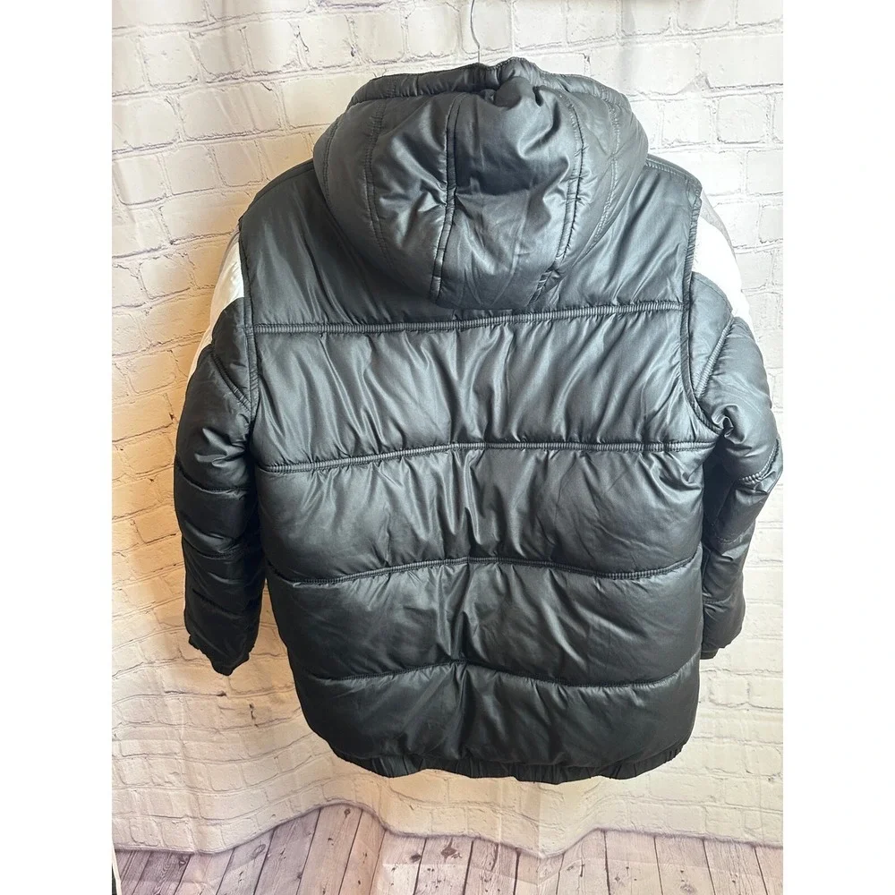 Jordan Puffer Jacket Winter Coat Full Zip Padded Black Gray Size L